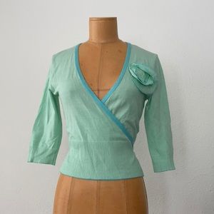 Zara Pastel Wrap Sweater with flower size Large